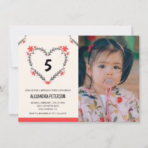 Cartes d'invitation pour son 5ème anniversaire Flo
