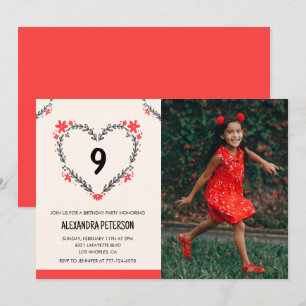Cartes d'invitation pour son 9e anniversaire Flora