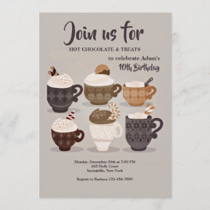 Cartes d'invitation pour tasses de chocolat chaud