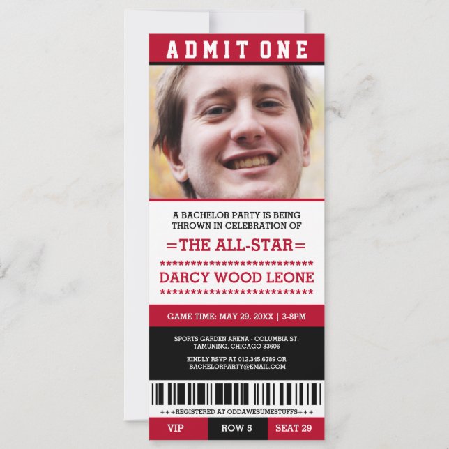 Cartes d'invitation pour un enterrement de vie de  (Devant)
