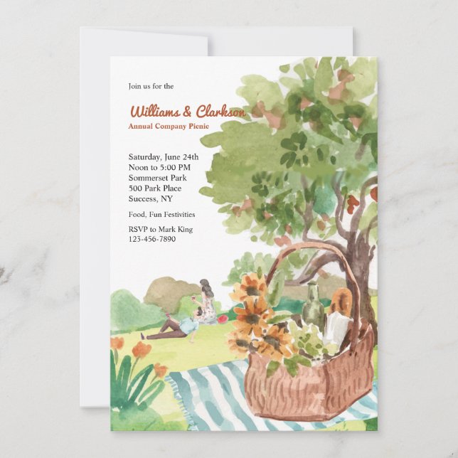 Cartes d'invitation pour un pique-nique (Devant)