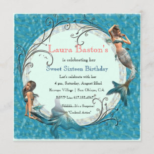 Cartes d'invitation pour un Sweet 16 Turquoise sur