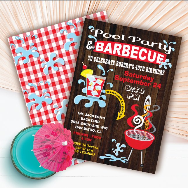 Cartes d'invitation pour une fête au bord de la pi (Créateur téléchargé)
