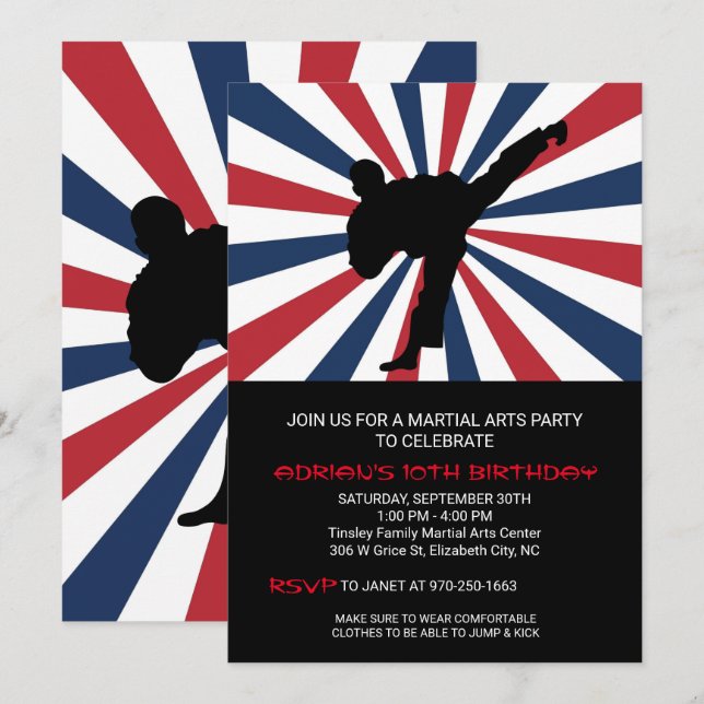 Cartes d'invitation pour une fête d'anniversaire d (Devant / Derrière)