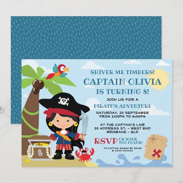 Cartes d'invitation pour une fête d'anniversaire d (Devant / Derrière)