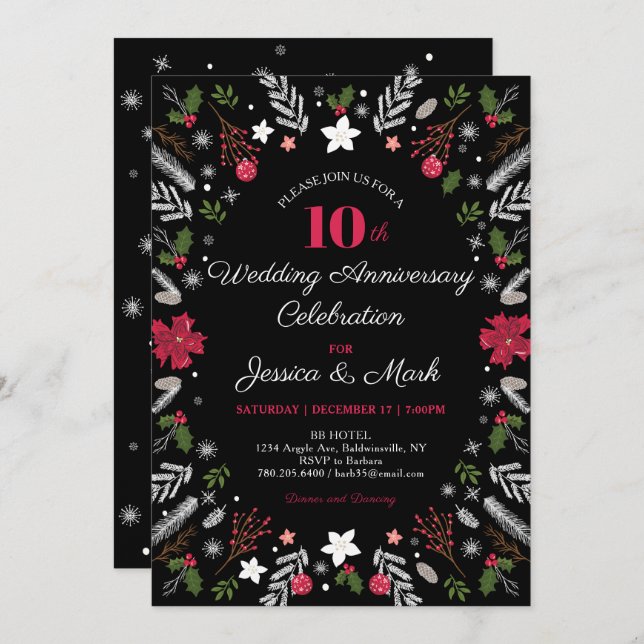 Cartes d'invitation pour une fête d'anniversaire d (Devant / Derrière)