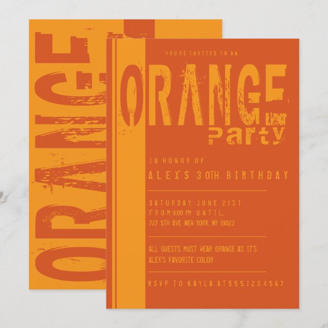 Cartes d'invitation pour une fête d'anniversaire o (Devant / Derrière)