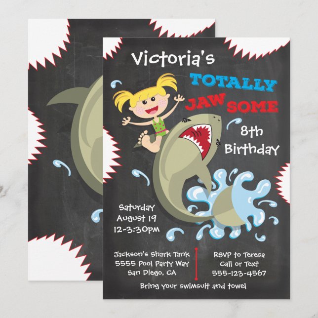 Cartes d'invitation pour une fête d'anniversaire p (Devant / Derrière)