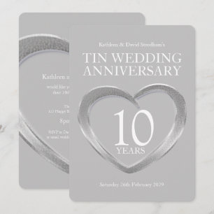Cartes d'invitation pour une fête de 10 ans de mar