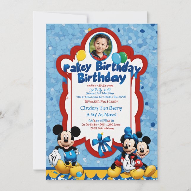 Cartes d'invitation pour une fête de naissance de  (Devant)