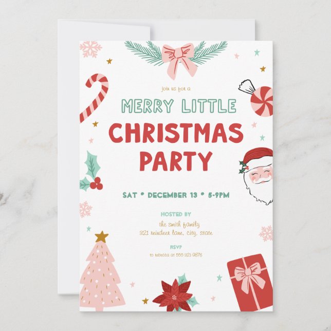 Cartes d'invitation pour une fête de Noël joyeuse  (Devant)