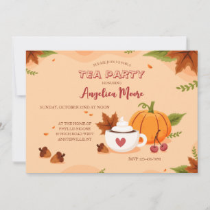 Cartes d'invitation pour une fête du thé d'automne