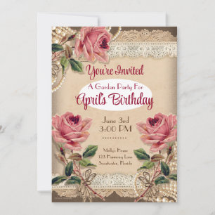 Cartes d'invitation pour une garden-party aux Rose