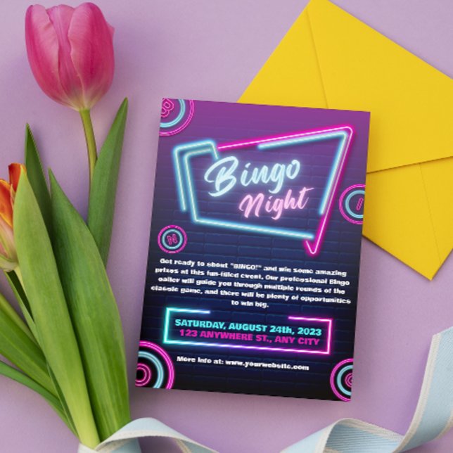 Cartes d'invitation pour une soirée Bingo moderne  (Créateur téléchargé)