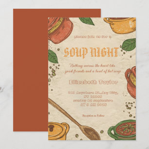 Cartes d'invitation pour une soirée de soupe