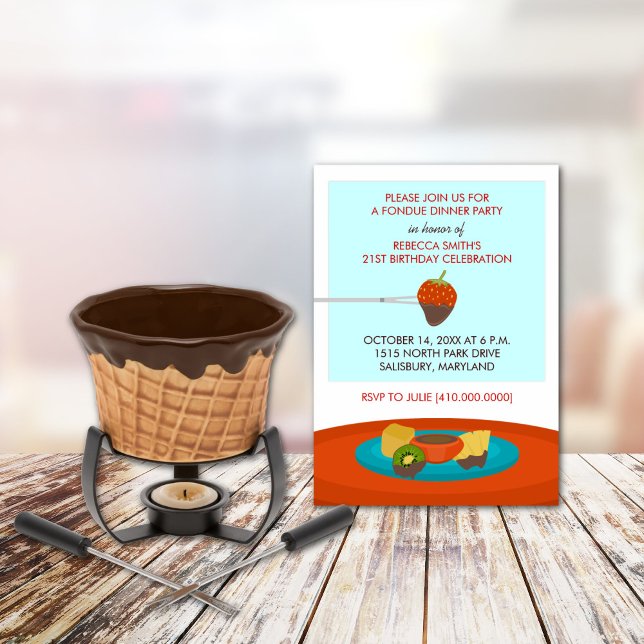 Cartes d'invitation pour une soirée fondue d'anniv (Créateur téléchargé)