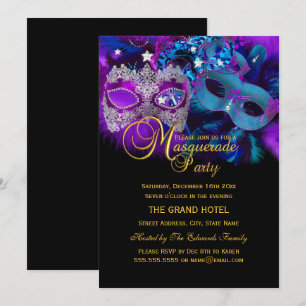 Cartes d'invitation pour une soirée masquée aux ma