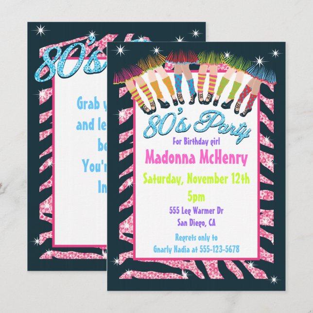 Cartes d'invitation pour une soirée totalement des (Devant / Derrière)