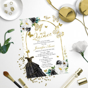 Cartes d'invitation Quinceanera espagnole Papillon