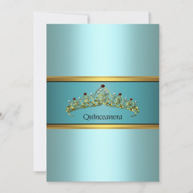 Cartes d'invitation Quinceanera Princesse Bleu sar (Devant)