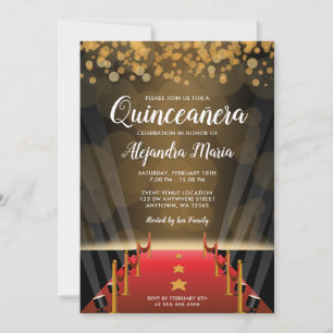 Cartes d'invitation Quinceanera Tapis Rouge Hollyw