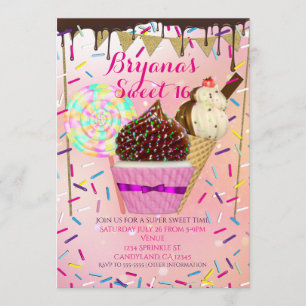 Cartes d'invitation Raining Sprinkles Candy Land p