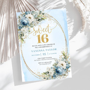 Cartes d'invitation Refined Dusty Blue Greenery po