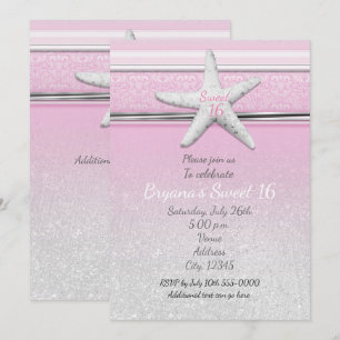 Cartes d'invitation Rose élégant Starfish pour Swe