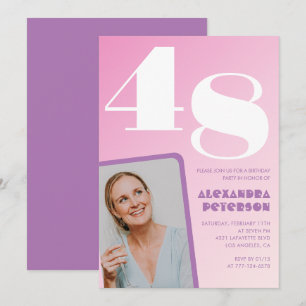Cartes d'invitation rose groovy 48ème anniversaire