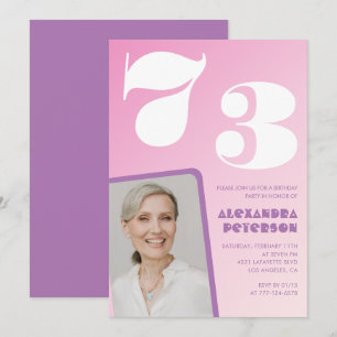 Cartes d'invitation rose Groovy 73e anniversaire P