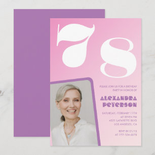 Cartes d'invitation rose groovy 78ème anniversaire