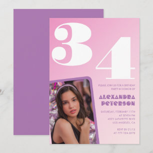 Cartes d'invitation rose groovy pour 34ème anniver