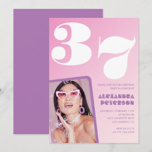 Cartes d'invitation rose groovy pour 37e anniversa