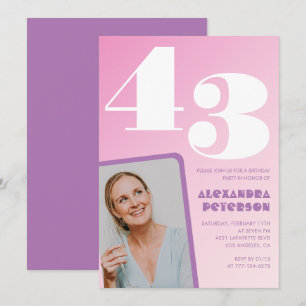 Cartes d'invitation rose groovy pour 43ème anniver