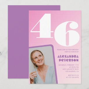 Cartes d'invitation rose groovy pour 46ème anniver