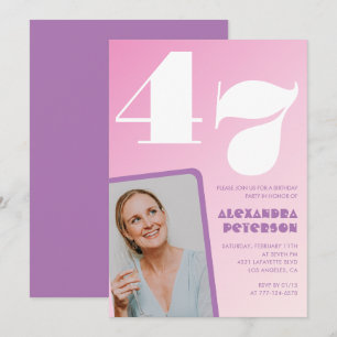 Cartes d'invitation rose groovy pour 47ème anniver