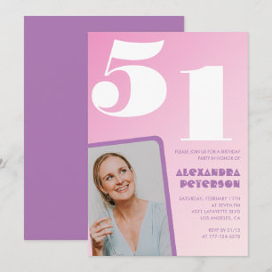 Cartes d'invitation rose groovy pour 51e anniversa