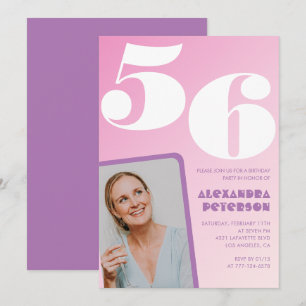 Cartes d'invitation rose groovy pour 56ème anniver