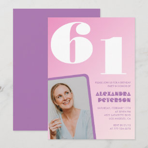 Cartes d'invitation rose groovy pour 61e anniversa