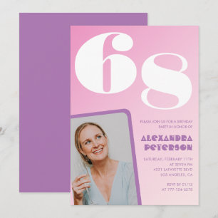 Cartes d'invitation rose groovy pour 68e anniversa