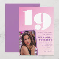 Cartes d'invitation rose pour 19ème anniversaire P