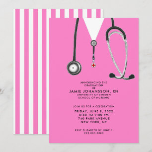 Cartes d'invitation rose pour la remise des diplôm