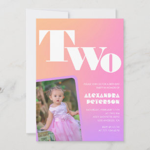Cartes d'invitation rose pour son 2ème anniversair