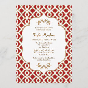 Cartes d'invitation rouge et or pour une fête de m