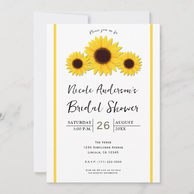 Cartes d'invitation rustiques simples tournesols b (Devant)