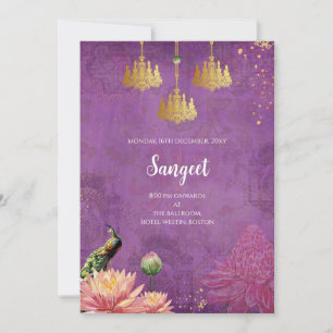 Cartes d'invitation Sangeet indien et faire-part d