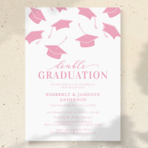 Cartes d'invitation simple rose pour double remise