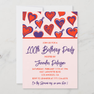 Cartes d'invitation simples pour 100e anniversaire