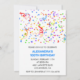 Cartes d'invitation simples pour 100e anniversaire