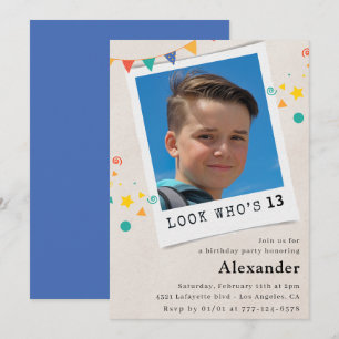 Cartes d'invitation simples pour 13 ans avec photo